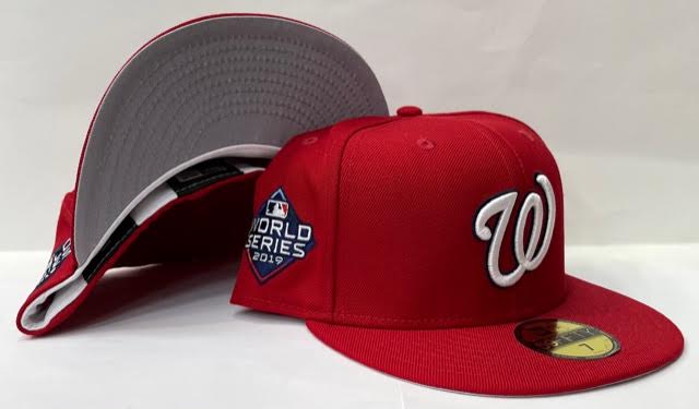 New Era Washington Nationals Fitted Grey Bottom "Red White" (2019 World Series Embroidery)