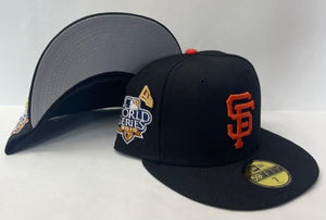 New Era San Francisco Giants Fitted Grey Bottom "Black Orange" (2010 World Series Embroidery With New Era Pin)