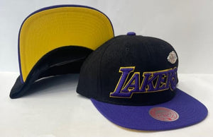 Mitchell & Ness Los Angeles Lakers Pinned Snake Skin Snap back "Black Purple Yellow"
