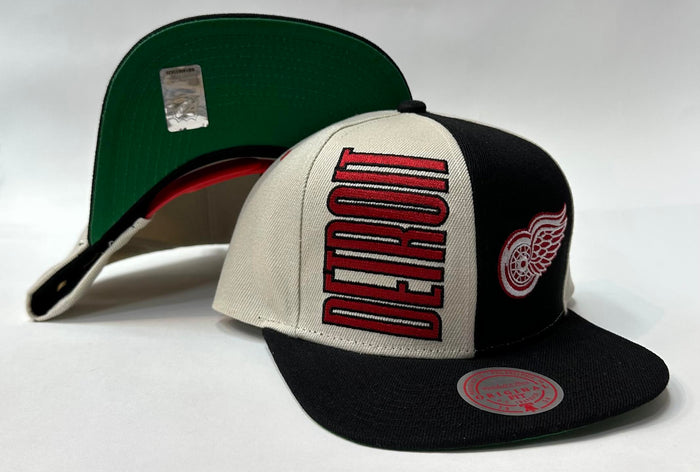 Mitchell & Ness NHL Detroit Red Wings Pop Panel Snapback Green Bottom "Cream Black Red"