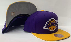 Mitchell & Ness Los Angeles Lakers Wool 2 Tone Snap back Grey Bottom "Purple Yellow"