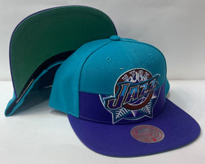 Mitchell & Ness Utah Jazz NBA Half N Half Snapback Green Bottom "Teal Purple"