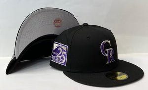 New Era Colorado Rockies Fitted Silver Bottom "Black Purple" (25TH 1993-2008 Patch Embroidery)