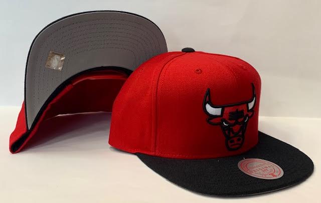 Mitchell & Ness Chicago Bulls Wool 2 Tone Snapback Grey Bottom "Red Black" $35.00