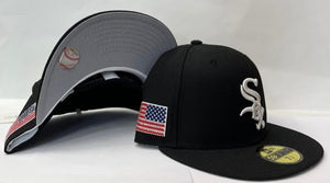 New Era Chicago White Sox Fitted Grey Bottom "Black White" (Swarvoski USA Flag)