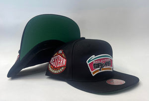 Mitchell & Ness San Antonio Spurs Snapback Green Bottom "Black" (Eastern Conference Patch Embroidery)