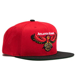 Mitchell & Ness NBA Atlanta Hawk Core Basic Green Bottom Snapback "Red Black"