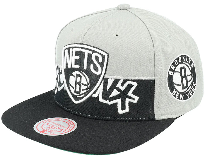 Mitchell & Ness Brooklyn Nets NBA Half N Half Snapback Green Bottom "Grey Black"