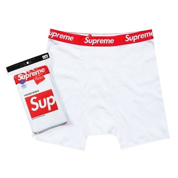 Supreme Hanes Tagless Boxer Briefs "White Red" $80.00