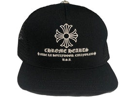 Chrome Hearts Printed Cross Trucker Snap back Hat "Black White"