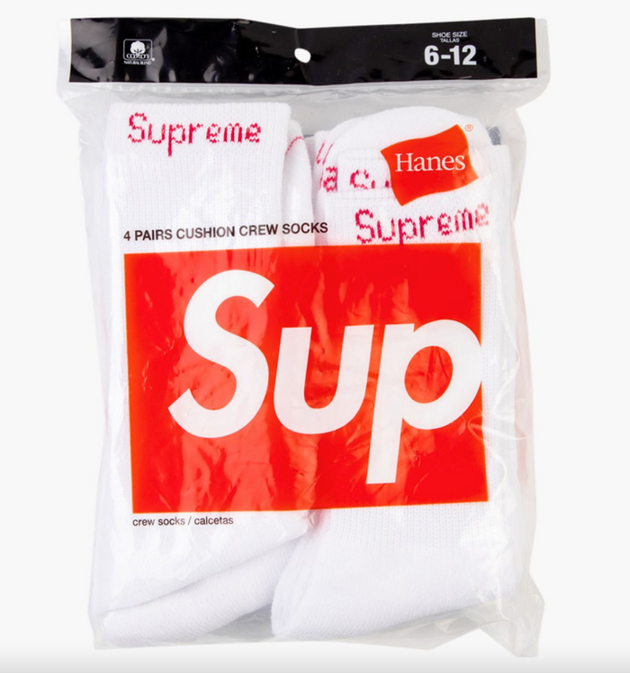 Supreme Hanes Crew Socks"White"