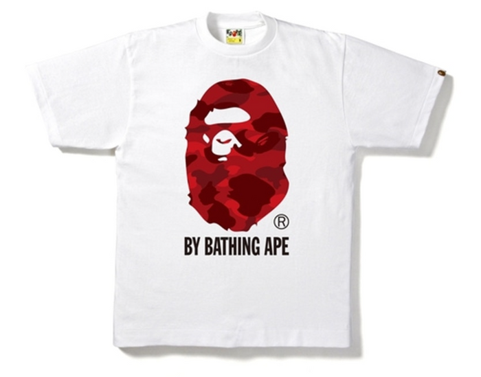 A Bathing Ape Color Camo "White Red" $180.00