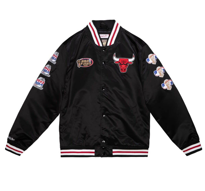 Mitchell & Ness NBA Champ Chicago Bulls Satin Jacket "Black Red" $175.00