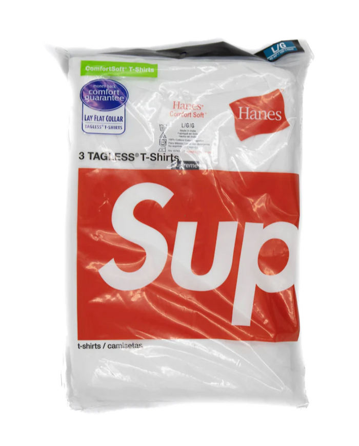 Supreme Hanes 3 Tagless Tee "White" $90.00