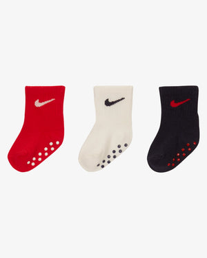 Nike Core Swoosh Ankle Gripper Socks 3 Pairs "White Blue Red" $20.00